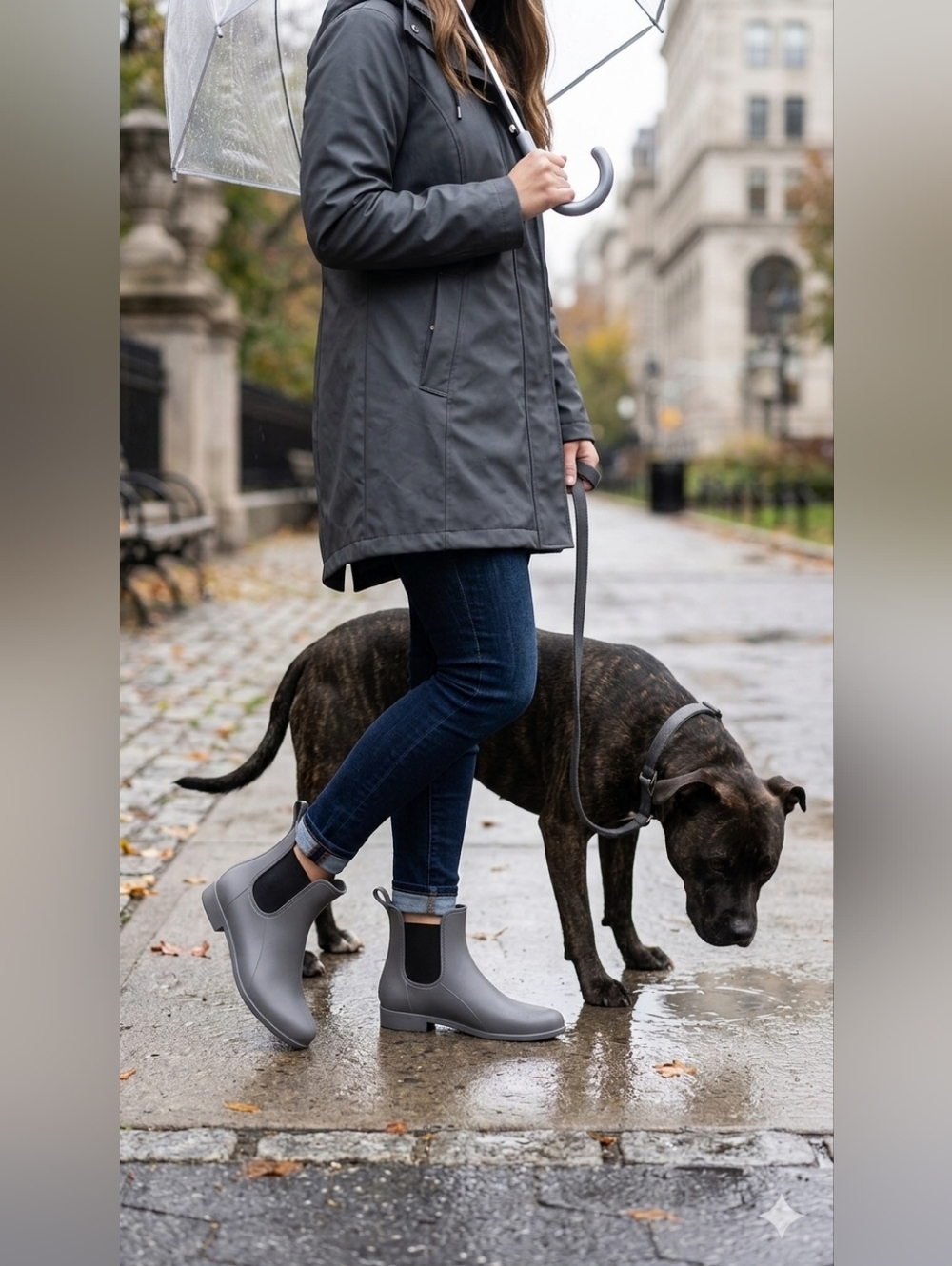 Capelli of New York Matte Grey Chelsea Rain Boots Waterproof Ankle Booties